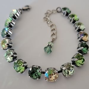 Austrian Crystal Tennis Bracelet in Antique Silver